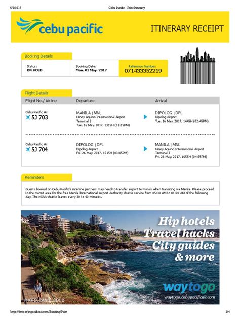 cebu pacific itinerary